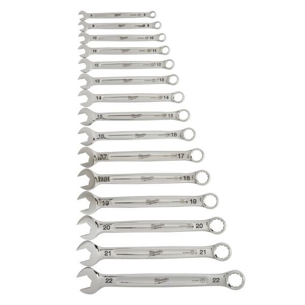 Ratschen-Ringmaulschlüsselsatz 15-teilig metrisch / Milwaukee # 4932471340 / EAN: 4058546289683
