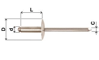 Blindnieten Grosskopf N19 Alu / Inox, Ø 4,8 mm, diverse Längen