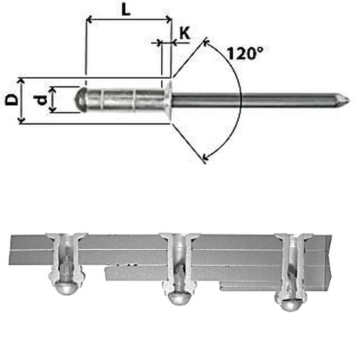 Blindnieten N22 Alu / Stahl Multi, Ø 4,8 mm, diverse Längen