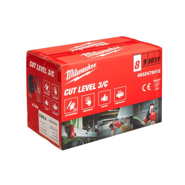 Schnittschutzhandschuhe Klasse 3/C Milwaukee, diverse Grössen - 144er Pack