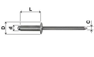 Blindnieten N03 Stahl / Stahl, Ø 4,0 mm, diverse Längen