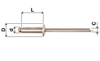 Blindnieten ANZI Inox/ Inox, Ø 4,8 mm, diverse Längen