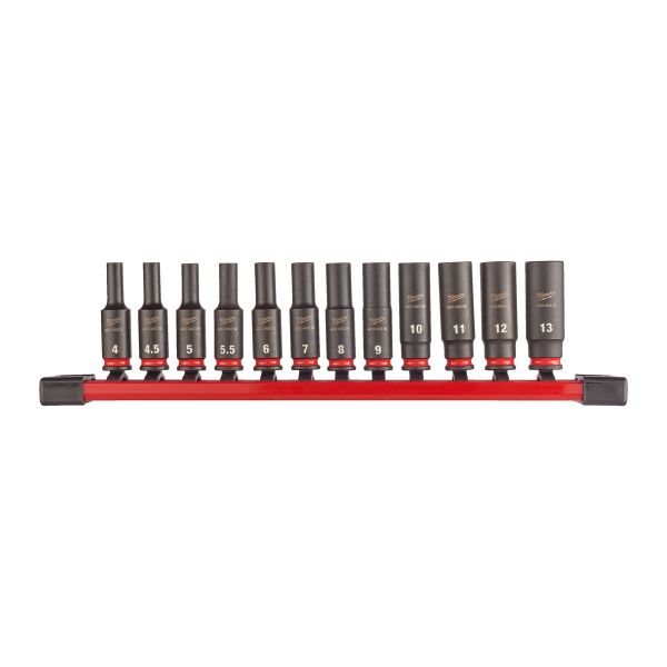 SHOCKWAVE™ Schlagnuss 1/4" lang Set 12-teliges Set auf Schiene / Milwaukee # 4932480453 / EAN: 40585