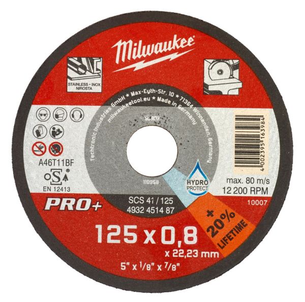 Metalltrennscheibe PRO+ INOX 125 mm SCS42 0,8 mm / Milwaukee # 4932498201 / EAN: 4058546520700