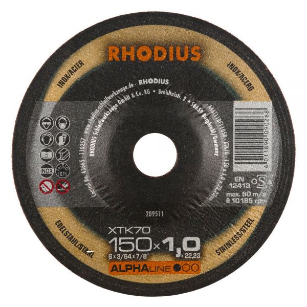 RHODIUS Trennscheibe XTK70 - gekröpft (Form 42, diverse Ausführungen 150-230mm