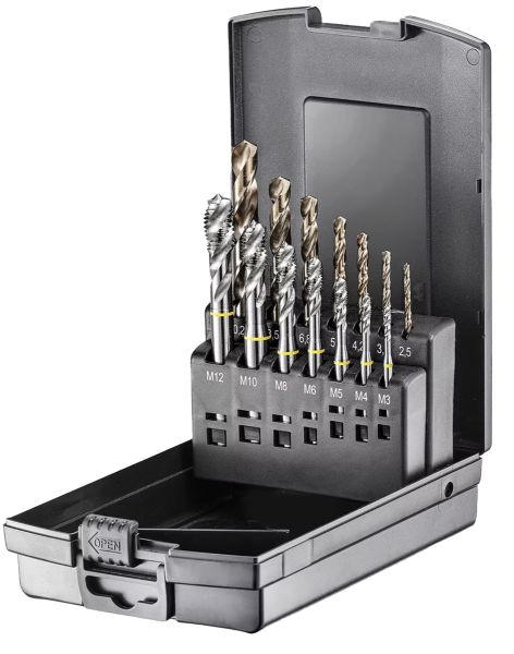 fortec® Premium Line Maschinengewindebohrer Sortiment HSSE-Co5, Gelbring, DIN 371/376, RSP 35°, Form