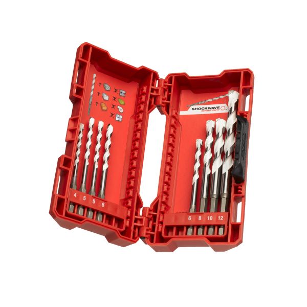 SHOCKWAVE™ Multimaterial Bohrer 1/4" Hex Kassette 8-teilig 4/5/5/6/6/8/10/12 mm / Milwaukee # 493247