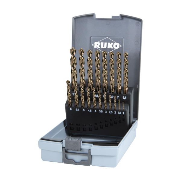 RUKO Spiralbohrer DIN 338 HSS-G TURBO 19tlg. in ABS-Kassette