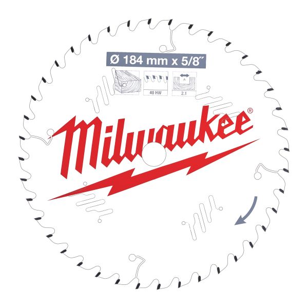 Kreissägeblatt Holz für Handkreissägen 184/15,87 mm 40 Wechselzahn / Milwaukee # 4932471379 / EAN: 4