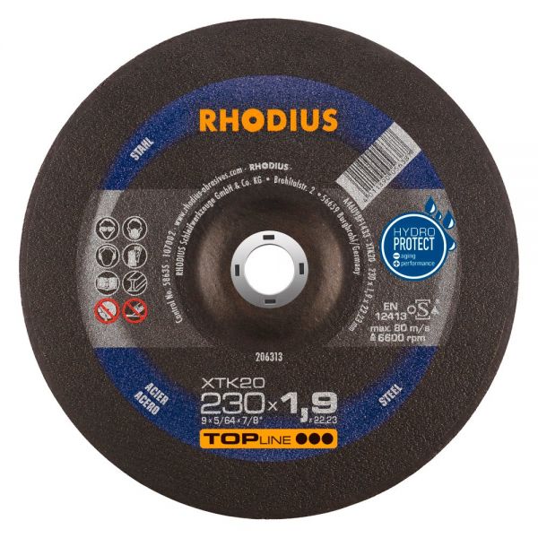 RHODIUS Trennscheibe XTK20 230 x 1,9 x 22,23 - gekröpft (Form 42)