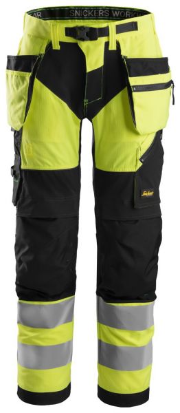 6932 Snickers FlexiWork, High-Vis Arbeitshose+ mit Holstertaschen, Klasse 2, Regular Fit