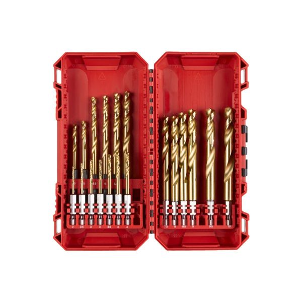 SHOCKWAVE™ Metallbohrer HSS-G RED HEX Titan 1/4" 19-teiliges Set in PACKOUT™ kompatibler Kassette /