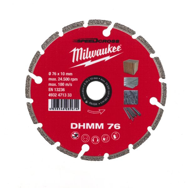 Diamanttrennscheibe DHMM 76 mm für Stahl, Holz, Kunststoff, Gipskarton, Porzellan / Milwaukee # 4932