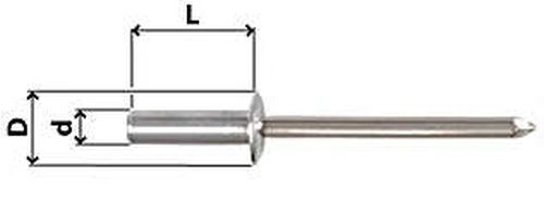 Becher-Dichtniet N07 Alu / Inox, Ø 4,0 mm, diverse Längen