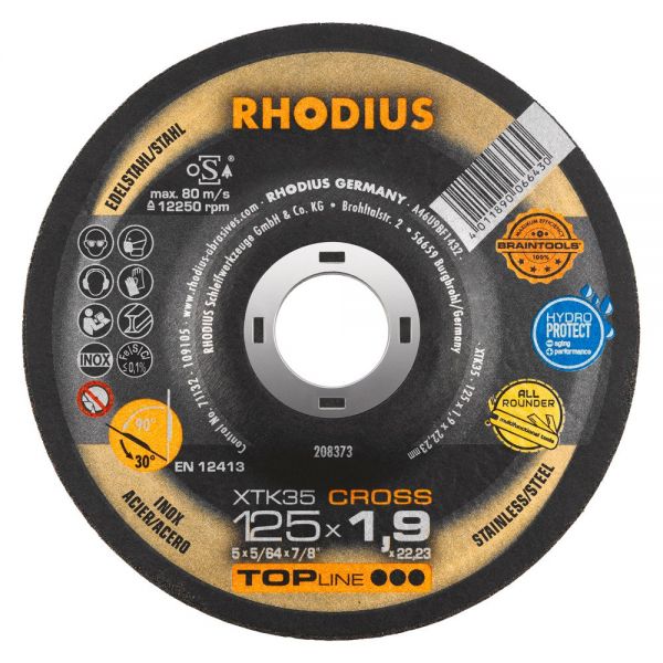 RHODIUS Trenn-Schleifscheibe XTK35 CROSS - gekröpft (Form 42), diverse Ø 115 - 125mm