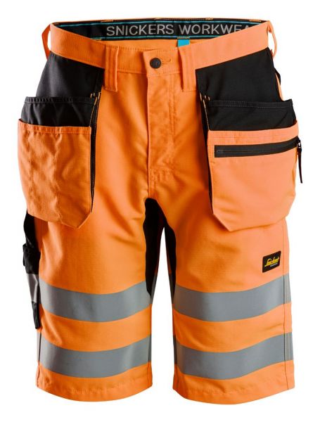 6131 Snickers LiteWork, High-Vis Shorts+ Holstertaschen, Klasse 1, Regular Fit