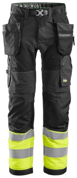 6931 Snickers FlexiWork, High-Vis Arbeitshose+ mit Holstertaschen, Klasse 1, Regular Fit
