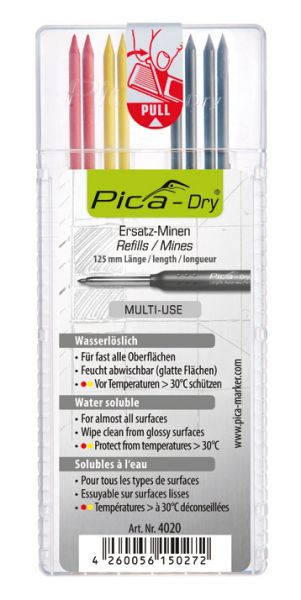 Ersatzmine 4020 Mix zu Pica-Dry 3030 , schwarz-rot-gelb / VPE 8 Sück