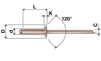 Senkkopf-Blindnieten N15 Inox / Inox, Ø 4,0 mm, diverse Längen