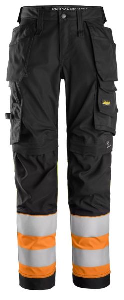 6734 Snickers High-Vis-Damenstretchhose mit Holstertaschen Warnschutzklasse 1, Regular Fit