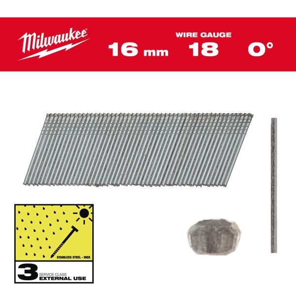 Stauchkopf-Nägel 18 Gauge Edelstahl, 0° für M18CN18GS / Milwaukee# 4932492557.0