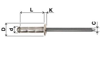 Blindnieten MULTIFAR N08 Alu / Stahl, Ø 3,2 mm, diverse Längen