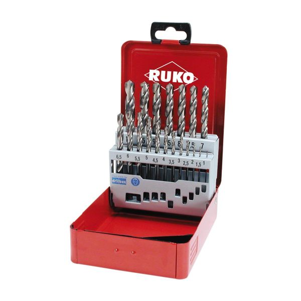 RUKO HSS-Spiralbohrersatz geschliffen, 1-10mm, Industriekassette 19-teilig