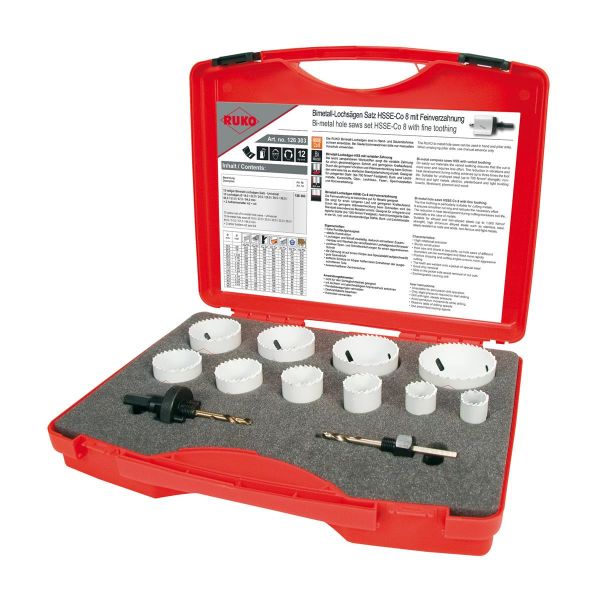 RUKO HSSE-Co 8 BiMetall Lochsägensatz, Universal 12-teilig