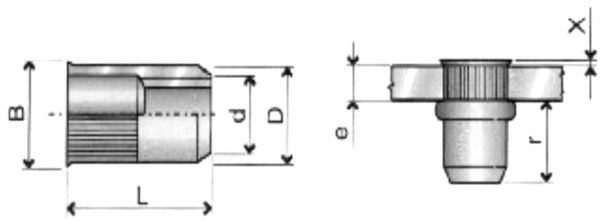 Blindnietmutter mit Kleinkopf, gerändelt FTR Inox, FA64, diverse Grössen / 200 Stück